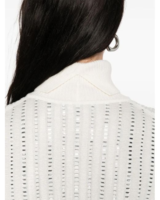 Ermanno Scervino White Embellished Turtleneck Top