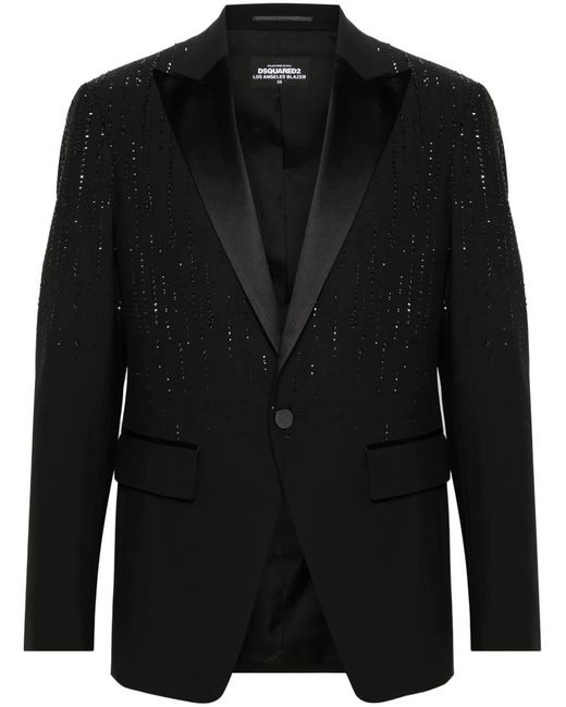 DSquared² Black Raindrops L.A. Crystal-Embellished Blazer for men