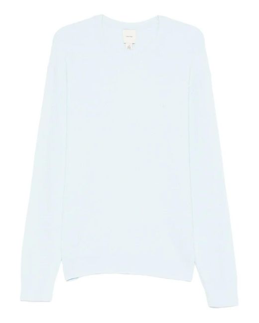 Calvin Klein White Crew-Neck Textured Sweater for men