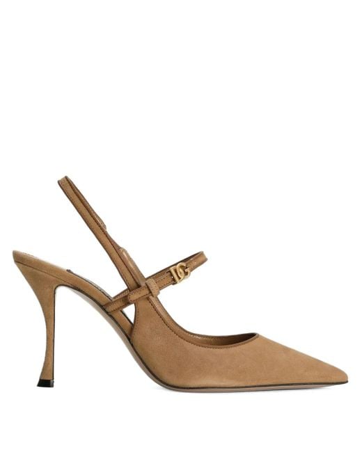 Dolce & Gabbana Slingback Pumps Met Logo-Applicatie in het Brown