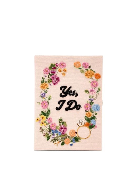 Olympia Le-Tan Floral Appliqué Clutch Bag in het Pink