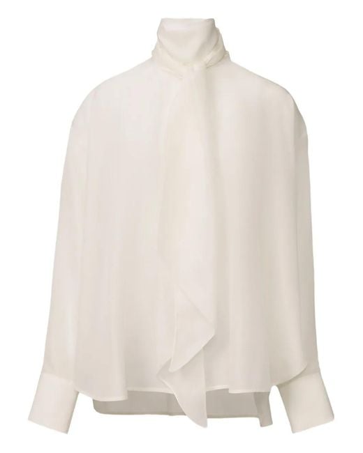 Fabiana Filippi White High-Neck Silk Blouse