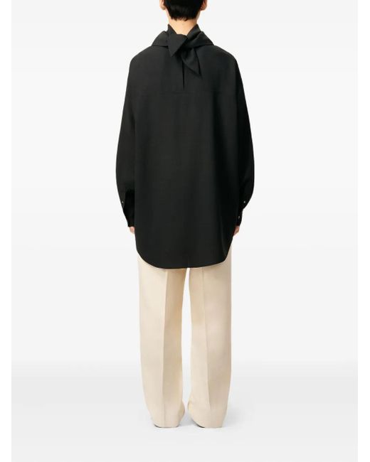 AMI Black Bandana-Collar Wool Blouse