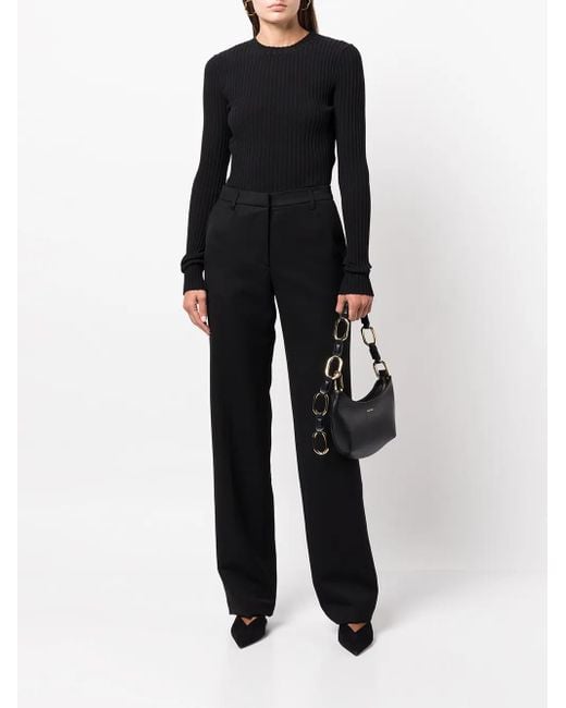 Anine Bing Black Straight-Leg Trousers