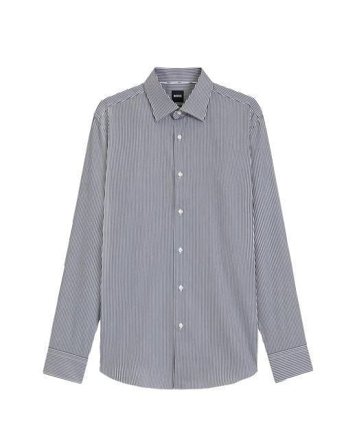 Boss Gray Striped Long-Sleeve Shirt for men