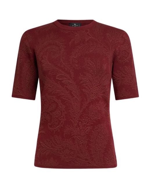 Etro Red Paisley-Jacquard Top