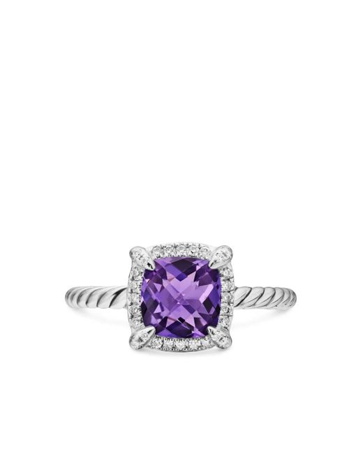 David Yurman Petite Chatelaine アメジスト&ダイヤモンド リング 7mm スターリングシルバー Metallic