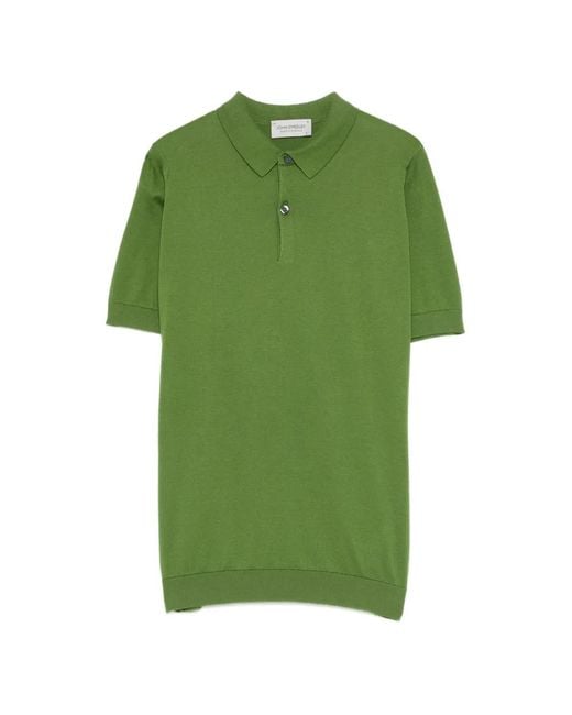John Smedley Green Button Polo Shirt for men
