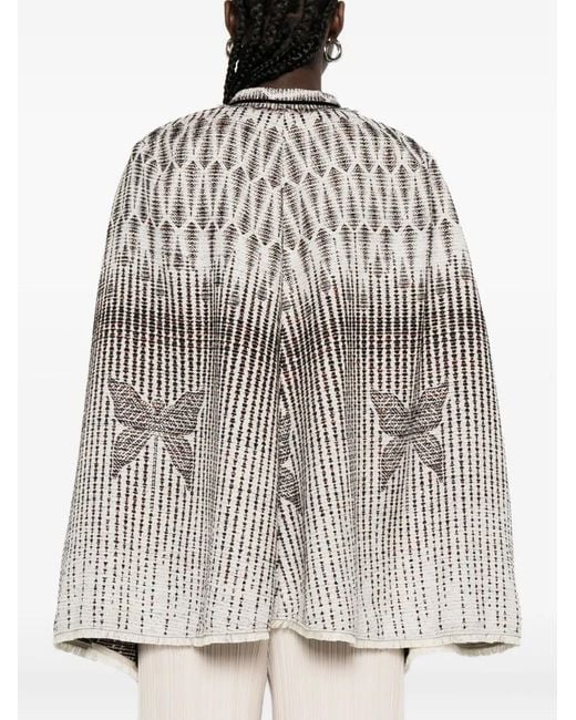 Forte_forte White Geometric-Pattern Bow Jacket