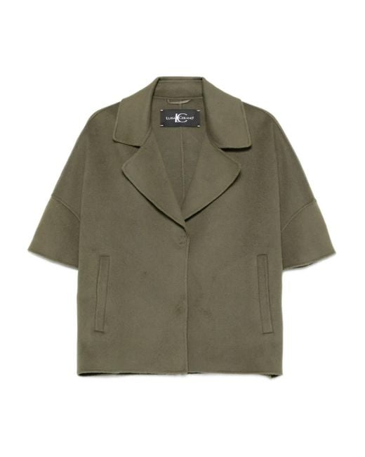 Luisa Cerano Green Short-Sleeve Wool Jacket