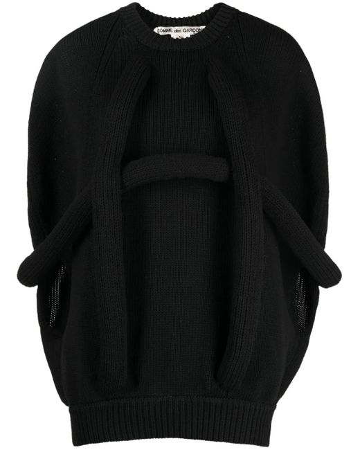 Comme des Garçons Black Appliqué-Detail Chunky-Knit Jumper