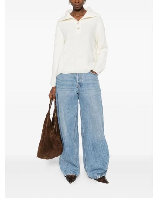 Gran Sasso White Button Collared Sweater