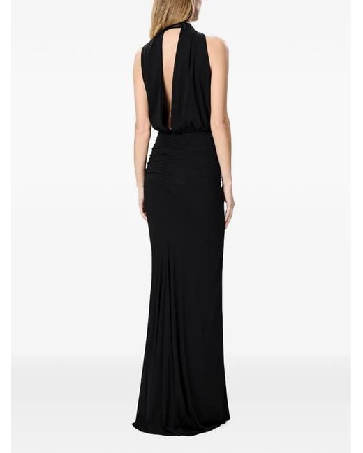 Amazuìn Black Glenn Asymmetric Gathered-Bodice Maxi Dress
