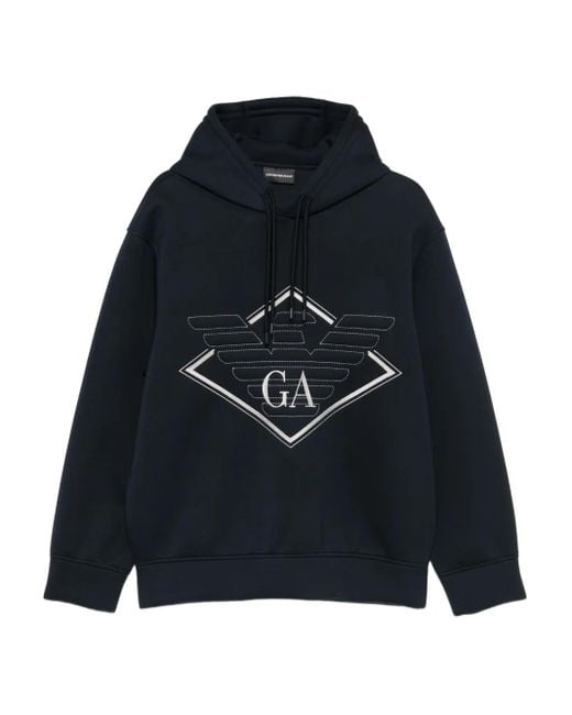 Emporio Armani Blue Sweatshirt With Embroidered Logo for men