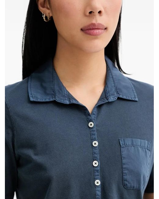 Marc O' Polo Blue Button-Up Chest-Pocket Polo Top