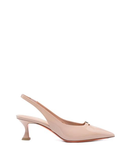 Santoni Pink Point-Toe Slingback Pumps