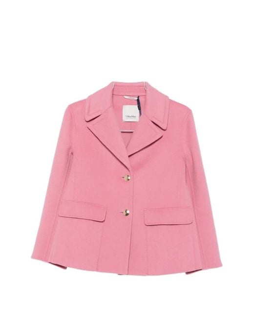Max Mara Pink Button-Fastening Notched-Lapel Jacket