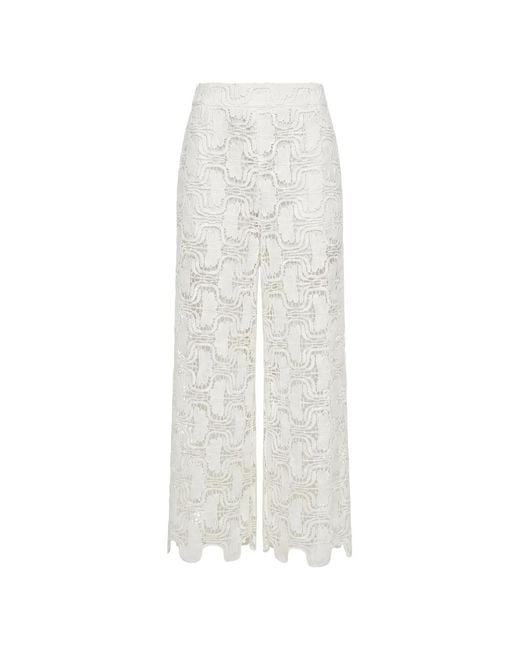 MEIMEIJ White Guipure-Lace Palazzo Pants
