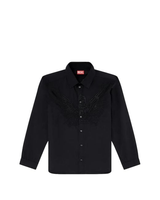 DIESEL Black Chemise À Manches Longues for men