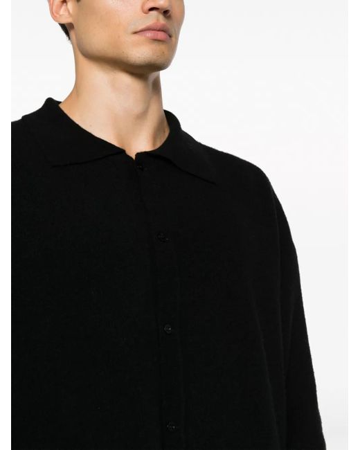 Laneus Black Long-Sleeved Button-Up Cardigan for men