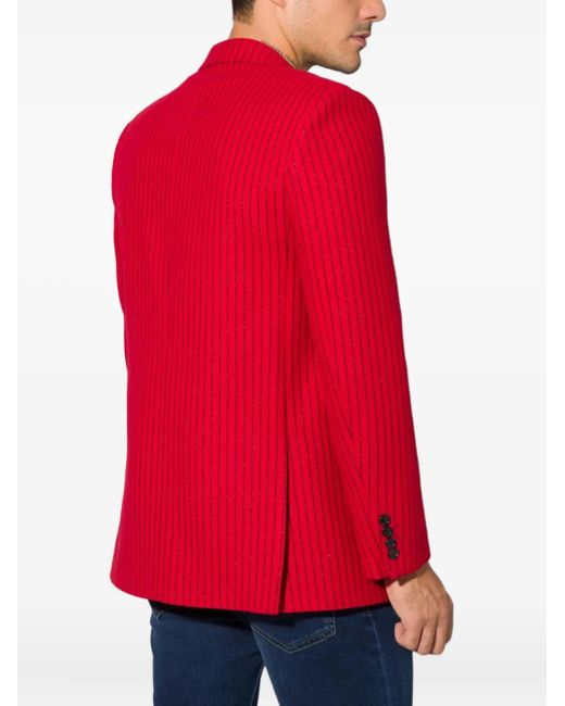 Saint Laurent Red Pinstripe-Pattern Single-Breasted Blazer for men