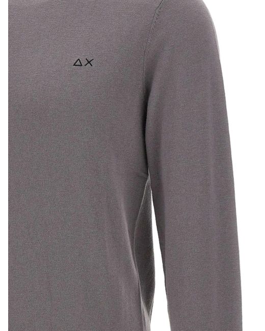 Sun 68 Gray Crew-Neck Long-Sleeve Sweater for men