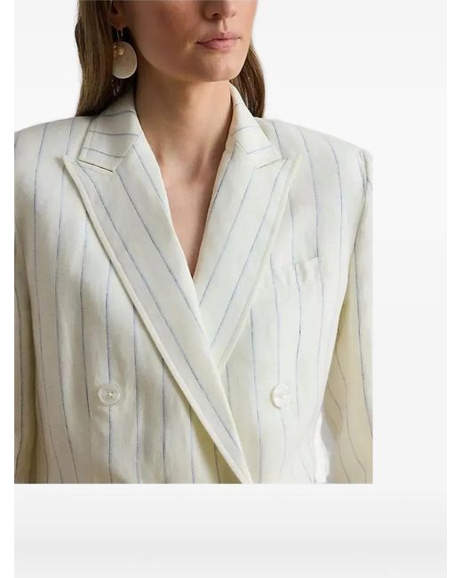 Ralph Lauren Natural Pinstripe-Pattern Double-Breasted Blazer