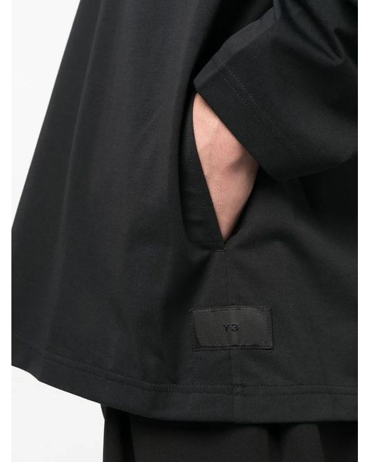 Y-3 Blue Tonal-Logo Long-Sleeve T-Shirt for men