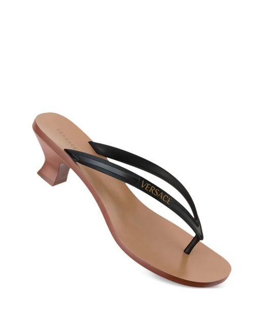 Versace Black Sophie Rubber Thong Sandals 40Mm