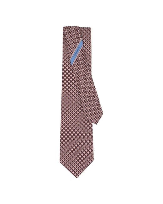 Ferragamo Purple Gancini-Links Print Silk Tie for men