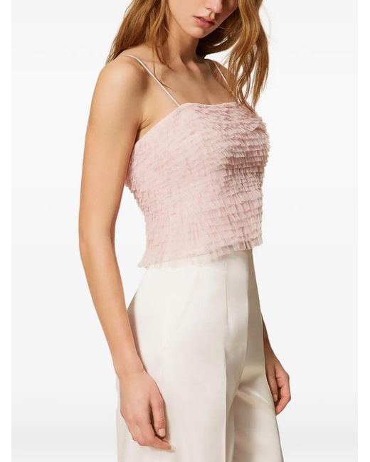 Twinset Pink Ruffle-Detail Top