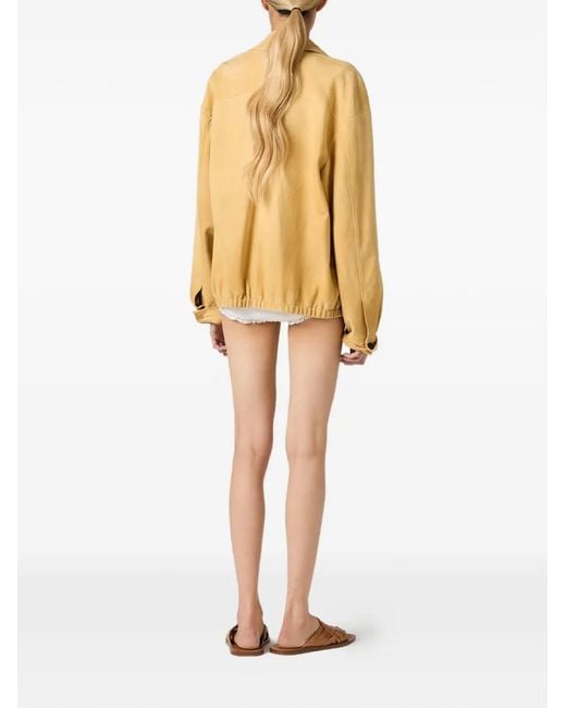 Miu Miu Metallic Waxed Suede Blouson Jacket