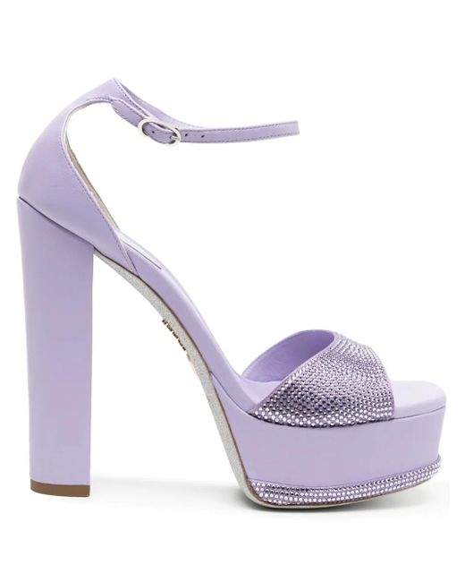 Sandales Ornées De Cristaux 90 Mm À Plateforme Rene Caovilla en coloris Purple