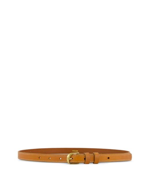 FRAME White Twist-Buckle Leather Belt