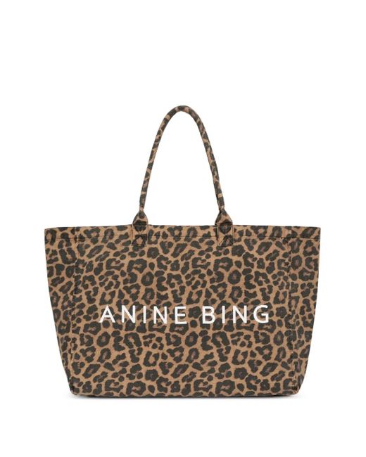 Anine Bing Brown Leopard-print Tote Bag