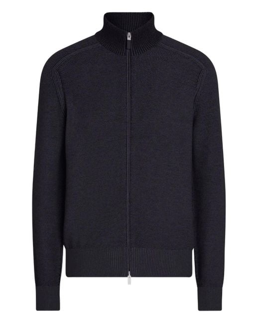 メンズ Zegna ジップアップ カーディガン Blue