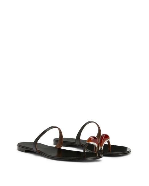 Giuseppe Zanotti White Acates Ring Leather Sandals