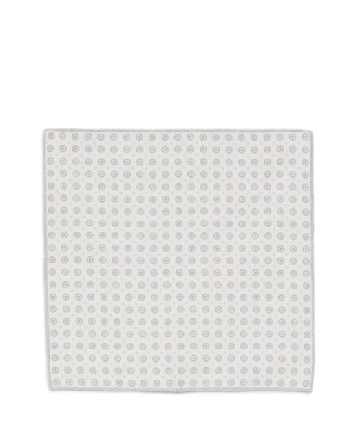 Eleventy White Geometric-Print Pocket Square for men