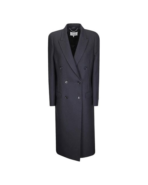 Maison Margiela Blue Double-Breasted Coat