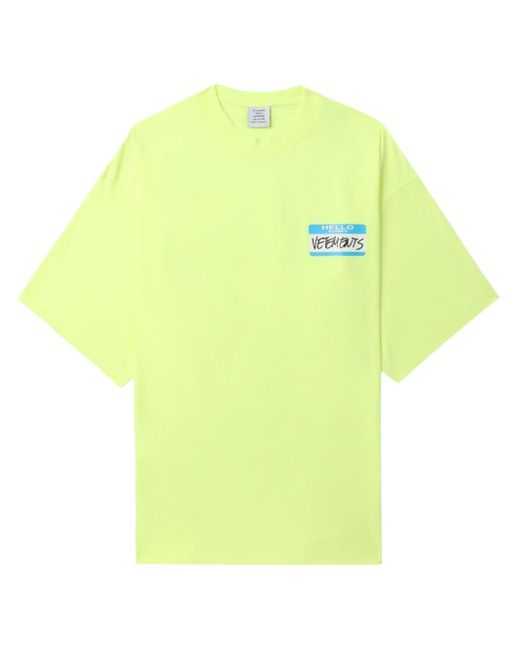 Vetements Yellow My Name Is Cotton T-shirt
