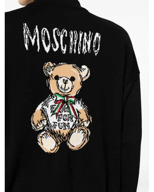 Moschino Black Archive Teddy Fine-Knit Cardigan for men