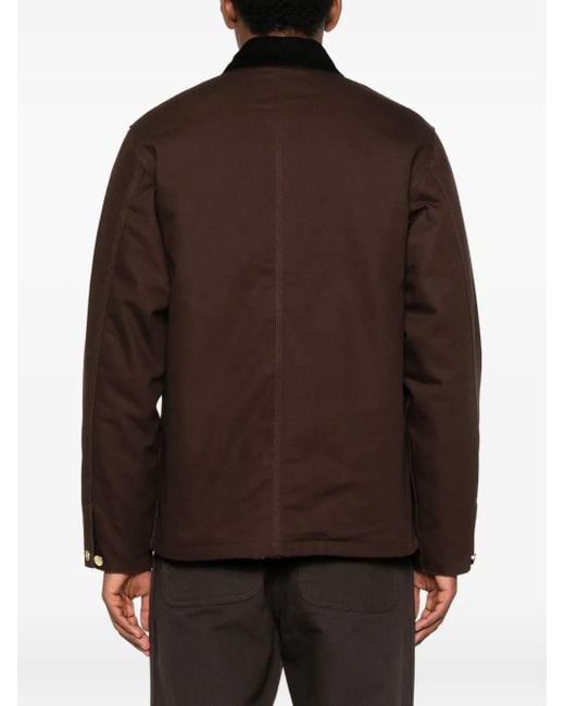 Carhartt Brown Corduroy-Collar Button-Fastening Jacket for men