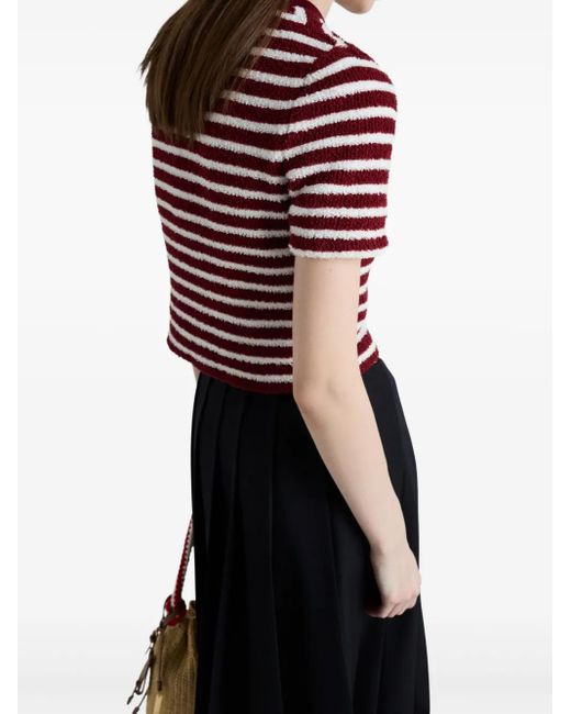 Prada Red Bouclé-Poloshirt aus Baumwolle