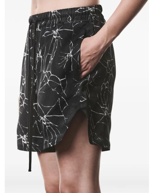 Thom Krom Black Marble Print Shorts