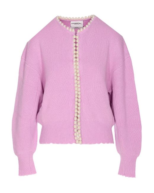 Cardigan Con Decorazione di Essentiel Antwerp in Pink