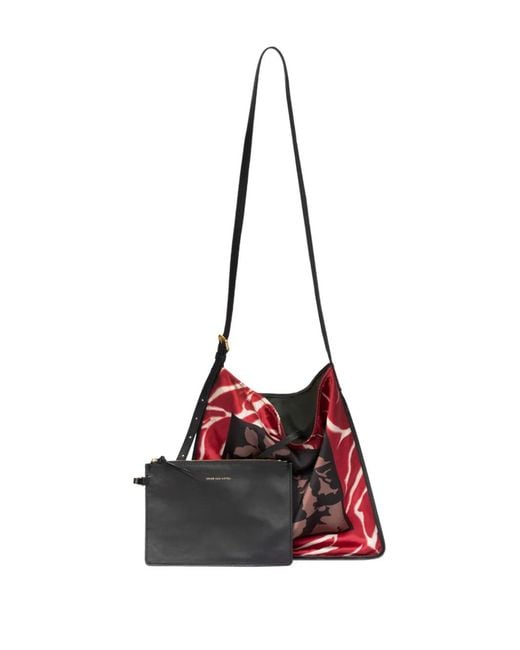 Dries Van Noten Red Small Graphic-Print Shoulder Bag