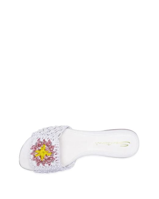 Santoni White Pantoletten mit Webmuster