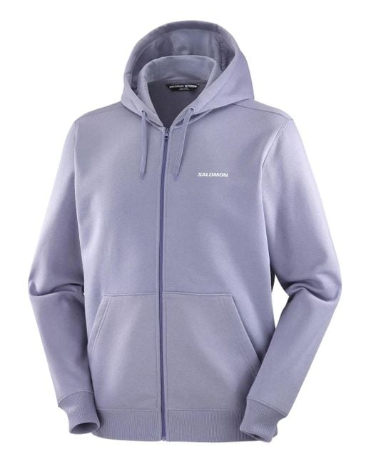 Salomon Blue Zip-Up Logo-Detailed Hoodie for men