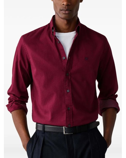 Hackett Red Garment-Dyed Oxford Shirt for men