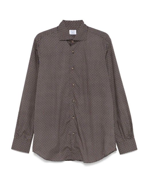 Mazzarelli Brown Floral-Print Shirt for men